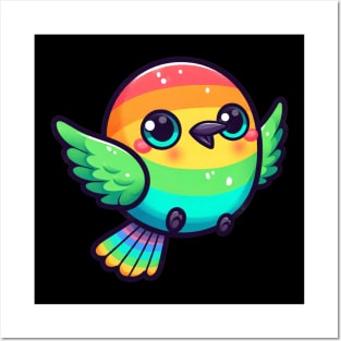 Kawaii Rainbow Bee Eater Posters and Art